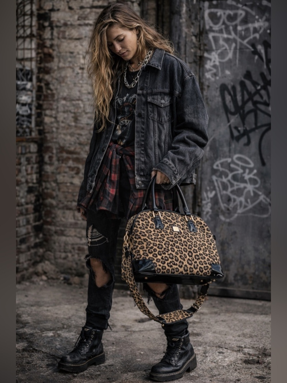 Diane Von Furstenberg Madagascar Collection Leopard weekender travel bag